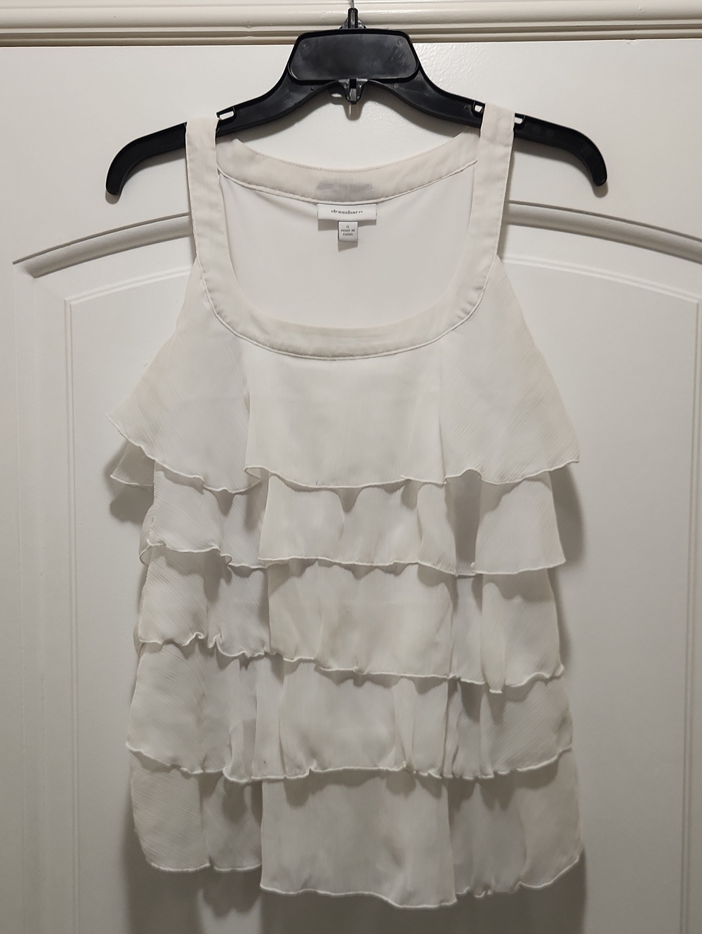 Ruffled Scoop Neck Camisole - White